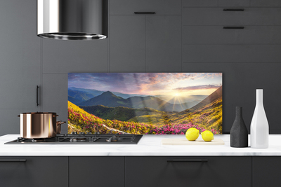 Panel Szklany do Kuchni Słoneczna Polana pod Szczytami