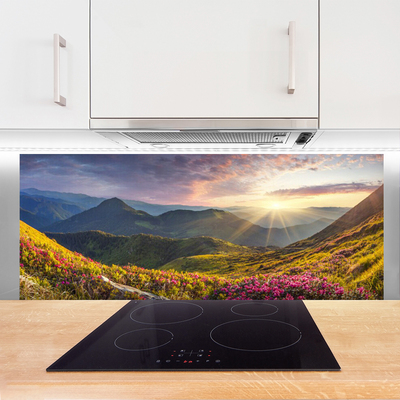 Panel Szklany do Kuchni Słoneczna Polana pod Szczytami