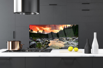 Panel Szklany Leśna Rzeka wpadająca do Jeziora