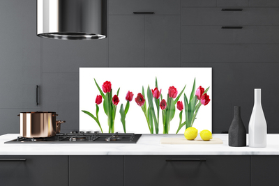 Szkło Ozdobne do Kuchni Barwna Kompozycja Tulipanów