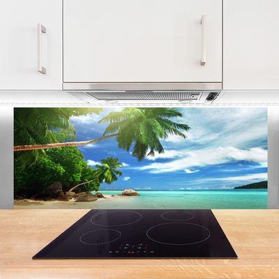 Szkło Ozdobne do Kuchni Rajski Brzeg z Palmami