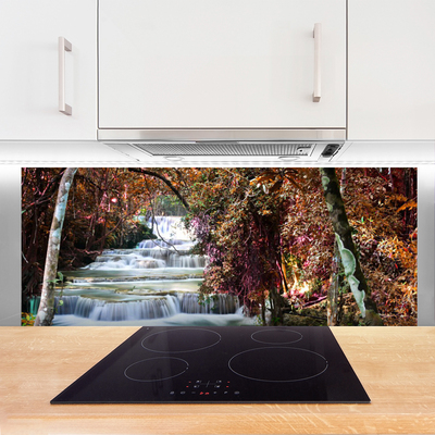 Szkło do Kuchni na Ścianę Potężny Wodospad w Lesie
