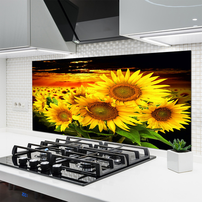 Szkło do Kuchni na Ścianę Radosny Słonecznik w Pełni