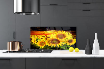 Szkło do Kuchni na Ścianę Radosny Słonecznik w Pełni