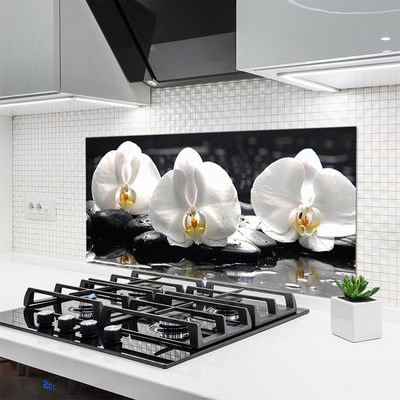 Szkło do Kuchni na Ścianę Subtelny Biały Storczyk