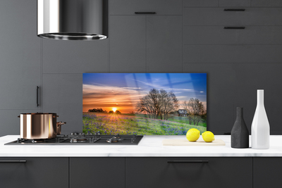 Panel Szklany Słoneczna Polana o Poranku