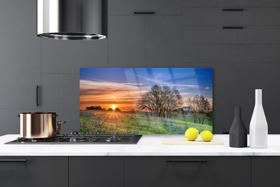 Panel Szklany Słoneczna Polana o Poranku