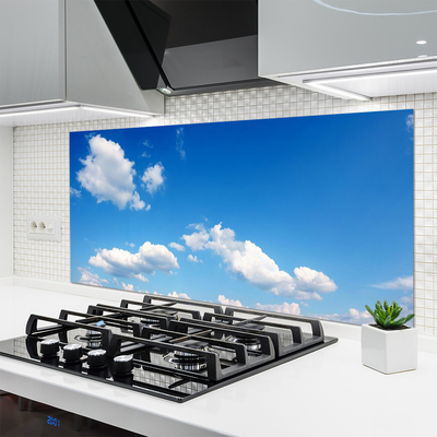 Szkło Dekoracyjne do Kuchni Błękitny Nieboskłon z Chmurami