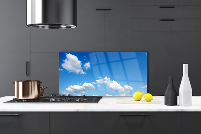 Szkło Dekoracyjne do Kuchni Błękitny Nieboskłon z Chmurami