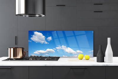 Szkło Dekoracyjne do Kuchni Błękitny Nieboskłon z Chmurami