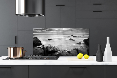 Panel Szklany do Kuchni Surowy Brzeg Oceanu