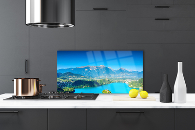 Panel Szklany do Kuchni Odbicie Szczytów w Jeziorze