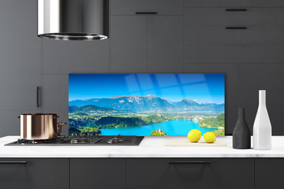 Panel Szklany do Kuchni Odbicie Szczytów w Jeziorze