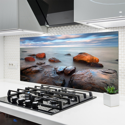 Dekor Szklany do Kuchni Nadmorskie Głazy v Słońcu