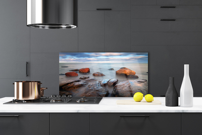 Dekor Szklany do Kuchni Nadmorskie Głazy v Słońcu