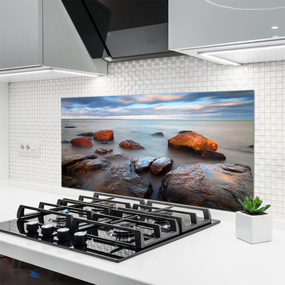 Dekor Szklany do Kuchni Nadmorskie Głazy v Słońcu