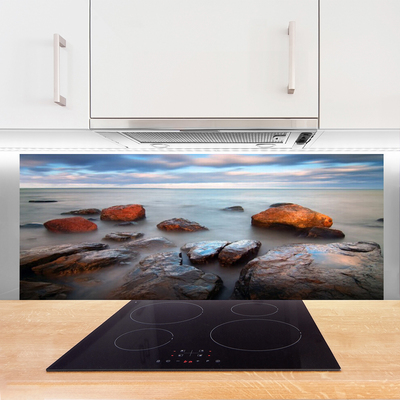 Dekor Szklany do Kuchni Nadmorskie Głazy v Słońcu