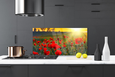 Dekor Szklany do Kuchni Pole Czerwonych Maków