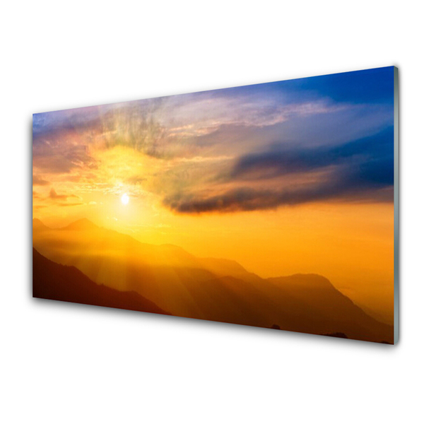 Panel Szklany Góra Słońce Chmury Krajobraz