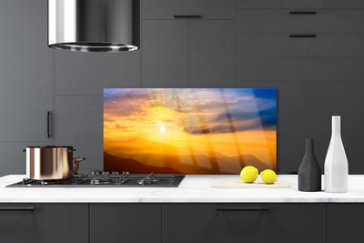 Szkło Dekoracyjne do Kuchni Szczyty Gór w Słońcu