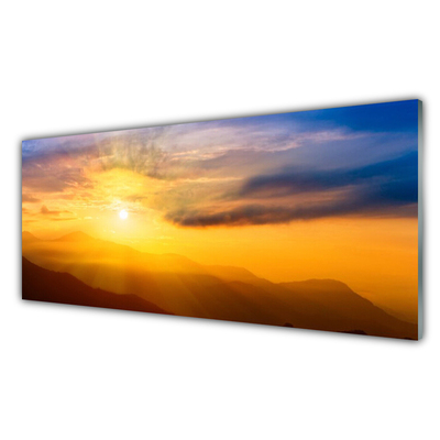 Panel Szklany Góra Słońce Chmury Krajobraz