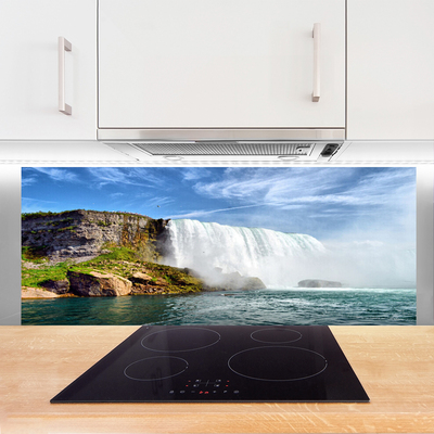 Szkło do Kuchni na Ścianę Kaskada Wody nad Oceanem