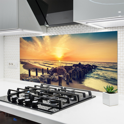 Panel Szklany Zachód Słońca przy Falochronie