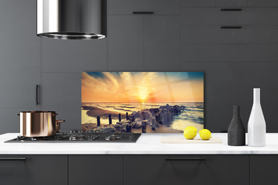 Panel Szklany Zachód Słońca przy Falochronie