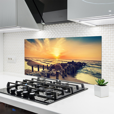 Panel Szklany Zachód Słońca przy Falochronie