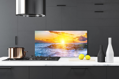 Panel Szklany Ognisty Zachód nad Morzem