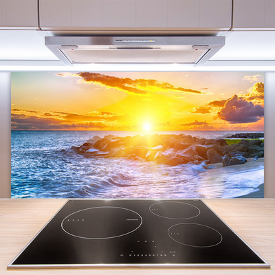 Panel Szklany Ognisty Zachód nad Morzem