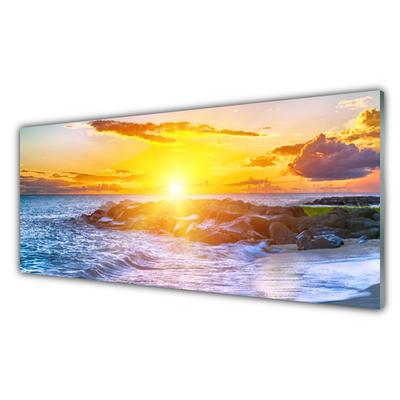 Panel Szklany Zachód Słońca Morze Wybrzeże