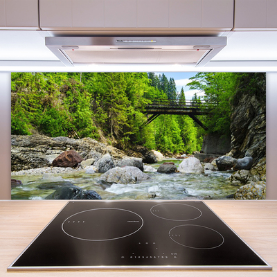 Panel Szklany Mostek w Cieniu Drzew