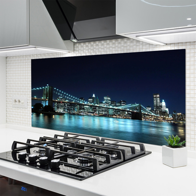 Szkło Ozdobne do Kuchni Światła Wielkiego Mostu Nocą