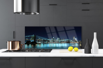 Szkło Ozdobne do Kuchni Światła Wielkiego Mostu Nocą