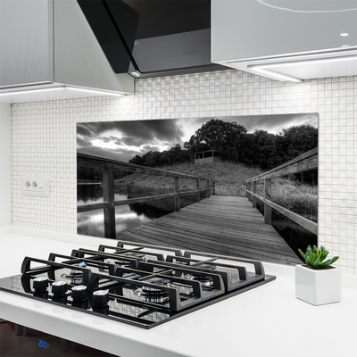 Szkło nad Blatem Molo nad Jeziorem w Czerni i Bieli