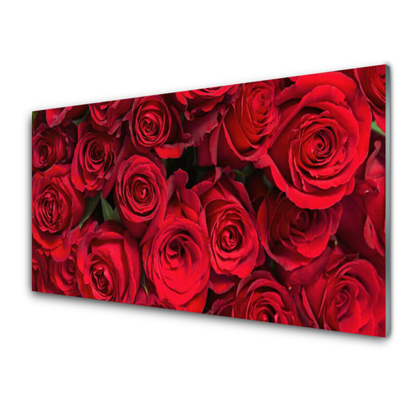 Panel Szklany Czerwone Róże Kwiaty Natura