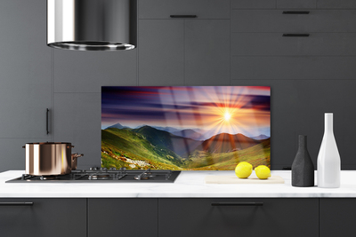 Szkło Ozdobne do Kuchni Ognisty Zachód Słońca w Górach