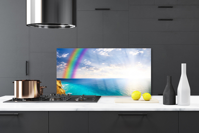 Panel Szklany do Kuchni Magiczna Tęcza nad Oceanem
