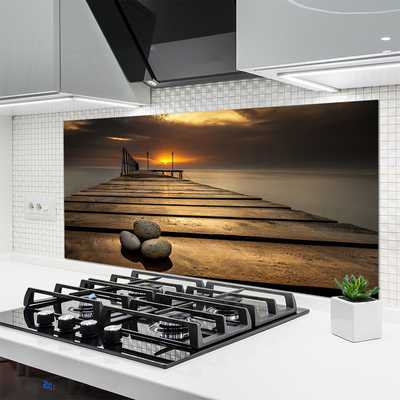 Szkło Ozdobne do Kuchni Molo o Złotej Godzinie