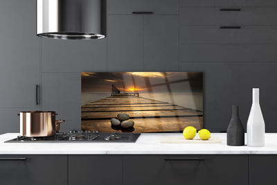 Szkło Ozdobne do Kuchni Molo o Złotej Godzinie