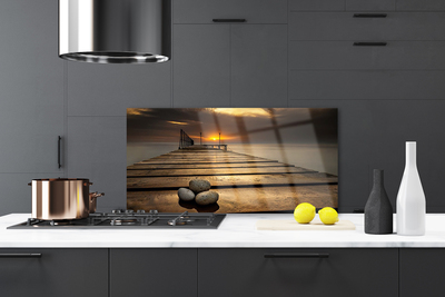 Szkło Ozdobne do Kuchni Molo o Złotej Godzinie