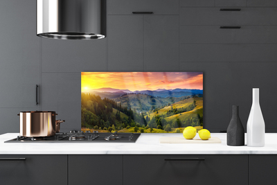 Szkło Ozdobne do Kuchni Sielska Łąka w Zachodzącym Słońcu