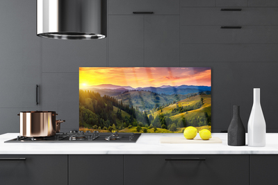 Szkło Ozdobne do Kuchni Sielska Łąka w Zachodzącym Słońcu