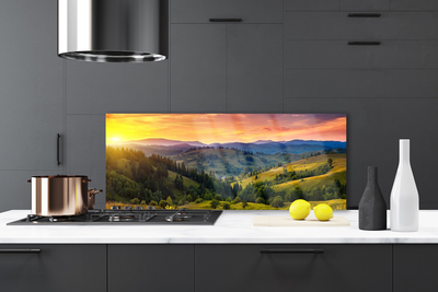 Szkło Ozdobne do Kuchni Sielska Łąka w Zachodzącym Słońcu