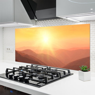 Szkło do Kuchni na Ścianę Ognisty Zachód nad Szczytami