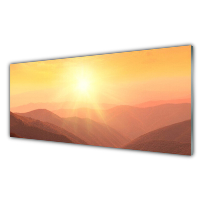 Panel Szklany Słońce Góry Krajobraz