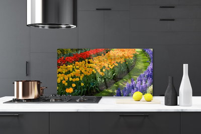 Panel Szklany Klasyczny Ogród Tulipanowy