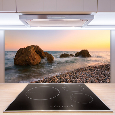 Panel Szklany Fale Rozbijające się o Klif