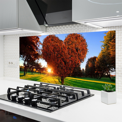 Panel Szklany Drzewo w Kształcie Serca